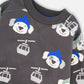 Fleece Pullover Sweatshirt Gray Dog Print