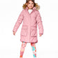 Long Wavy Quilt Puffy Winter Coat Dusty Pink