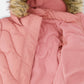 Long Wavy Quilt Puffy Winter Coat Dusty Pink