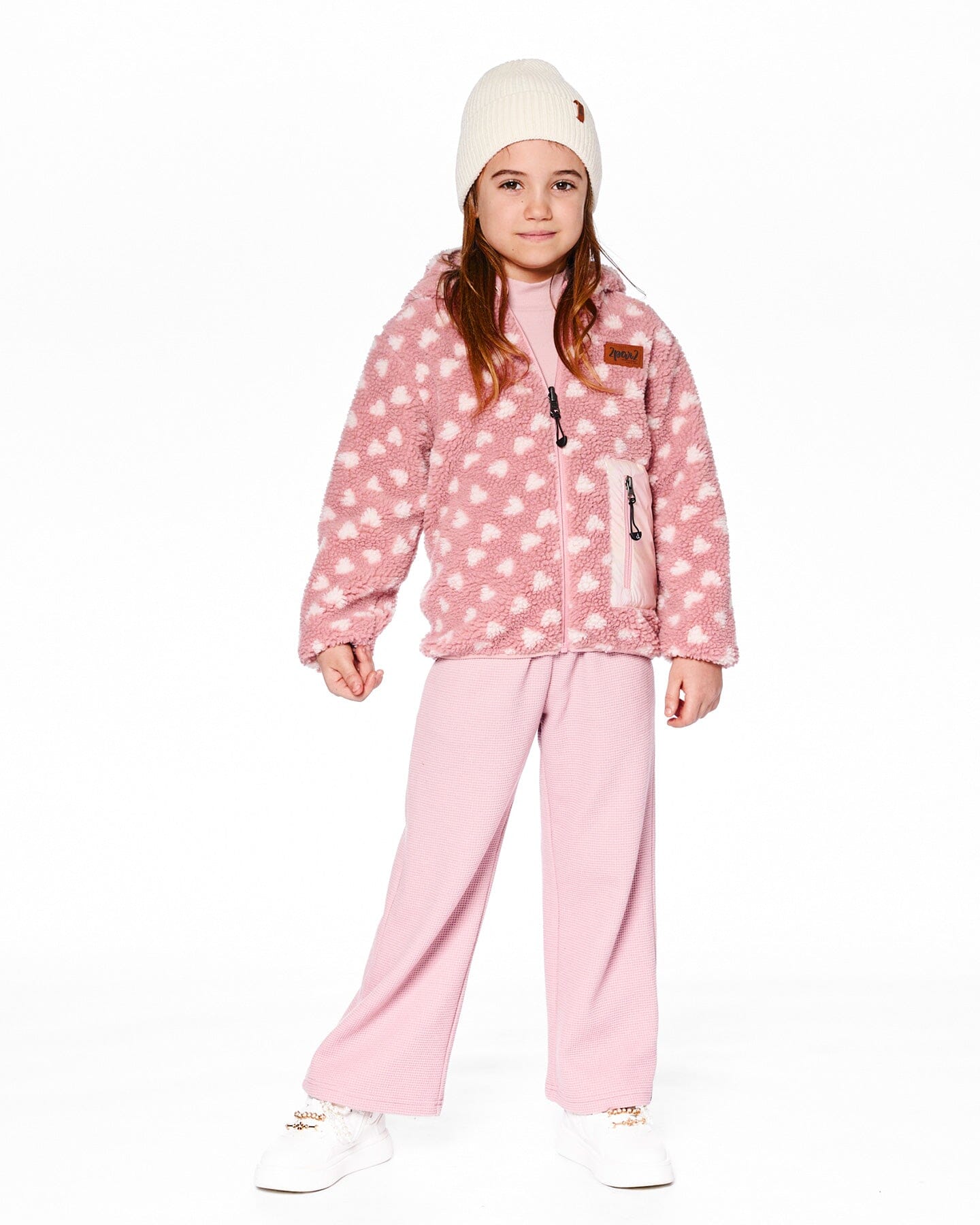 Reversible Mid-Season Sherpa Jacket Pink Heart
