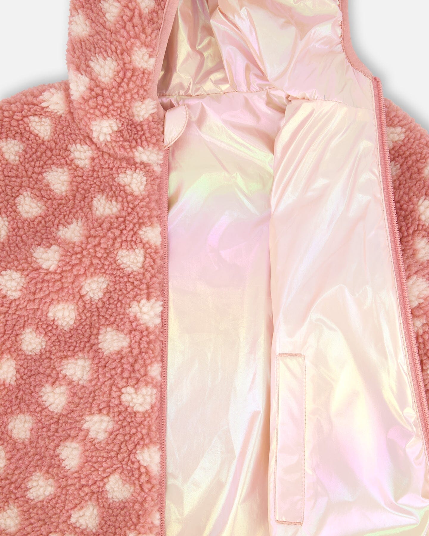 Reversible Mid-Season Sherpa Jacket Pink Heart
