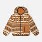 Reversible Mid-Season Sherpa Jacket Brown Aztec Pattern