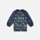 School Apron Navy Animal Print