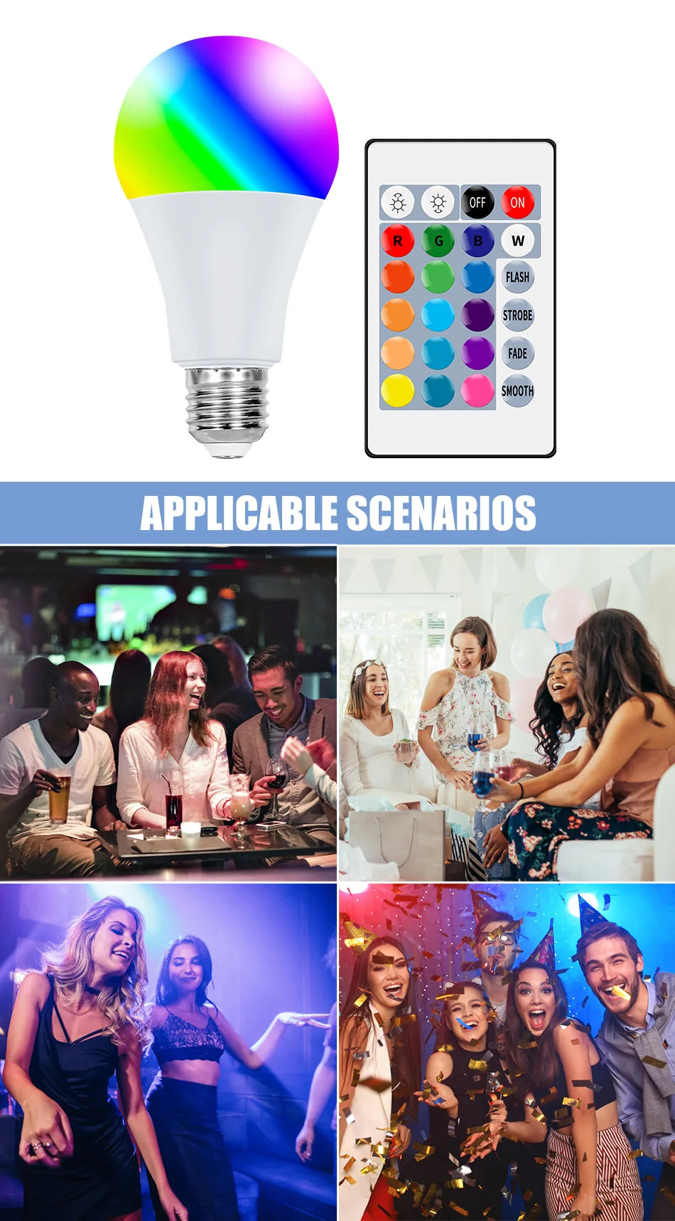 RGB Neon Light E27 Rainbow Lamp 220V LED Colorful Bulb With IR Remote Control 20W 25W Bombillas LED Christmas Holiday Decoration