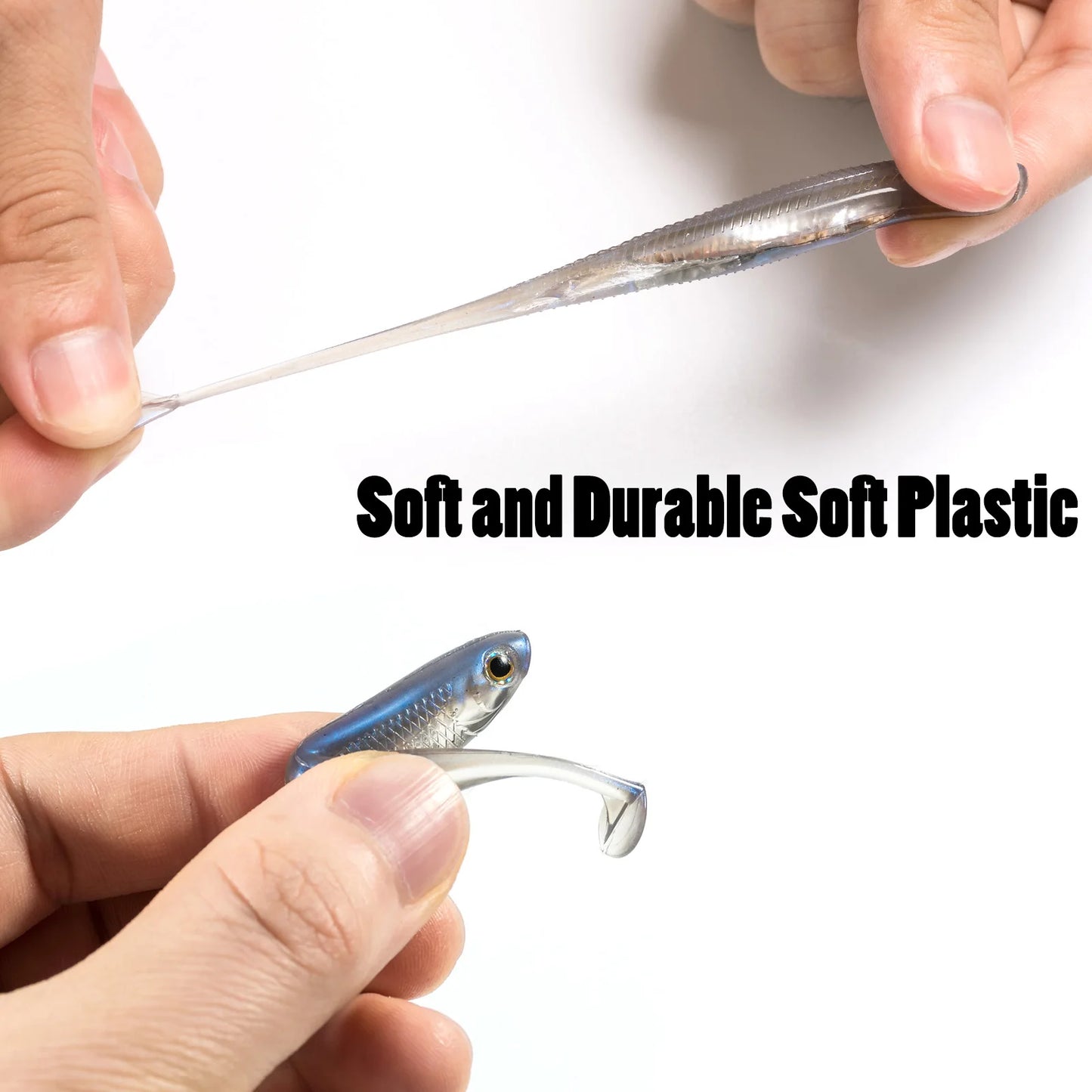 Dr.Fish 5/6 Stück Angelköder Weichplastik Silikonköder Paddelschwanz Shad Wurm Swimbait Süßwasser Barsch Forelle 70mm 80mm 100mm