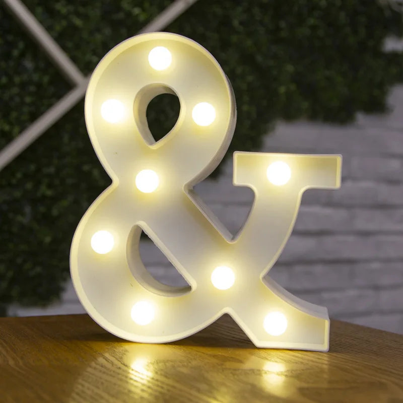 Letter Alphabet LED Lights Luminous Number Lamp Decor Battery Night Light for Home Wedding Birthday Christmas Party Decoration