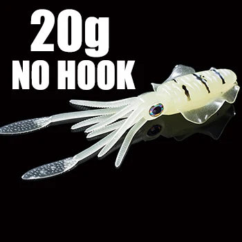 SUNMILE Angel-Gummiköder Tintenfisch 20g/60g/80g/100g/120g/150g Leuchtend/UV-Tintenfisch-Jig Angelköder für Meeresangeln Wobbler Köder