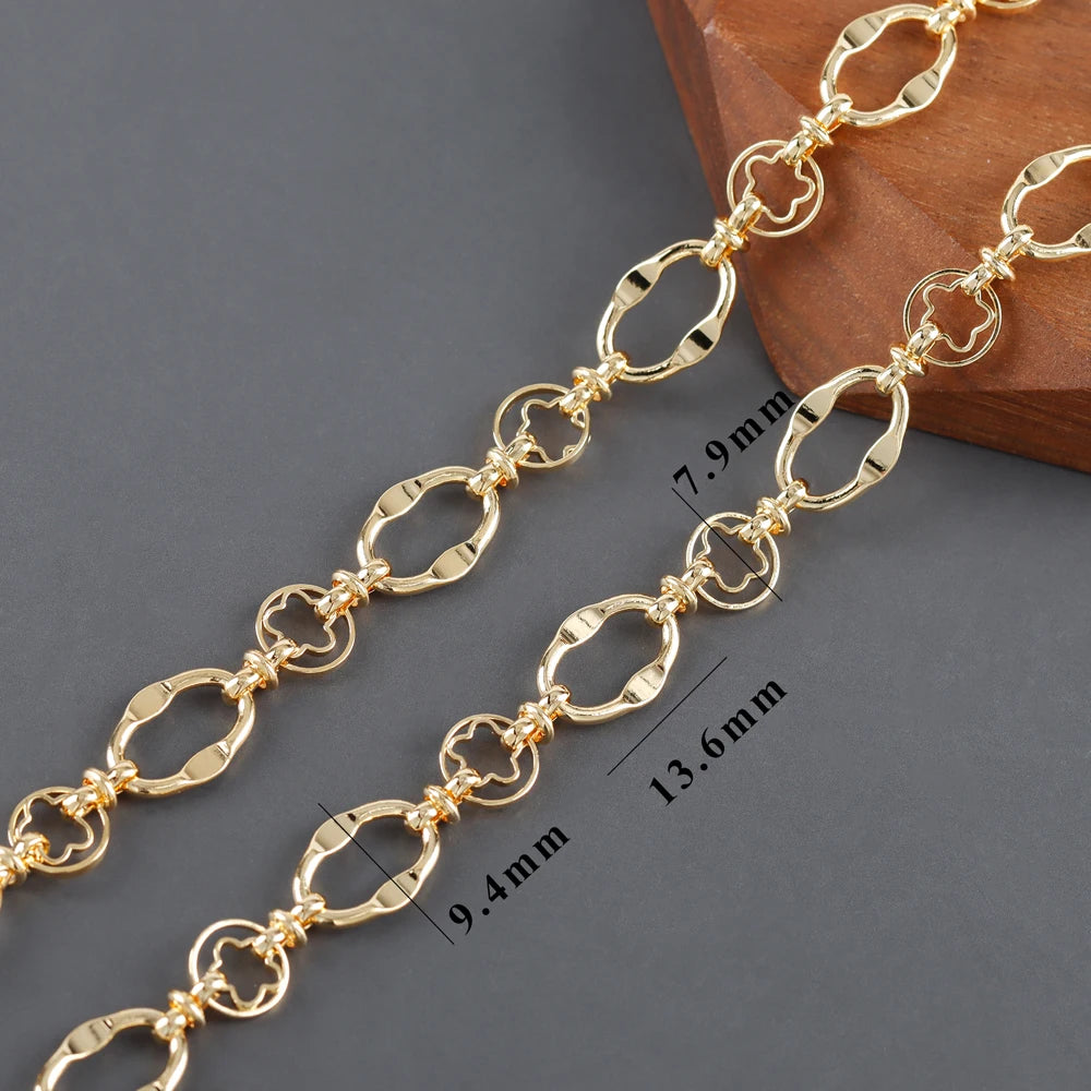 YEGUI C257, DIY-Kette, 18 Karat vergoldet, Kupfer, rhodiniert, Anhänger, Schmuckzubehör, Schmuckherstellung, DIY-Armbandkette, 1m/Los