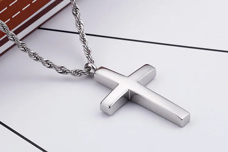 Kalen Mode Kreuz Halsketten Für Männer Hochglanzpoliert 50cm Edelstahl Kreuz Schmuck Halskette Männlich Günstiger Schmuck
