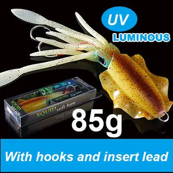 SUNMILE Angel-Gummiköder Tintenfisch 20g/60g/80g/100g/120g/150g Leuchtend/UV-Tintenfisch-Jig Angelköder für Meeresangeln Wobbler Köder