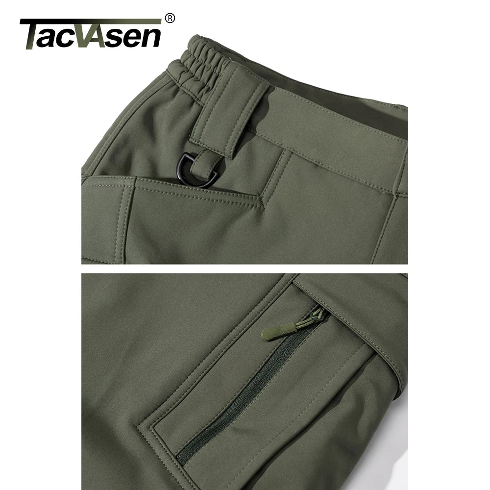TACVASEN IX9 Winter Softshell Thermo Wanderhose Arbeitshose Herren Fleece Cargohose Wasserdicht Warm Outdoor Männer Hose