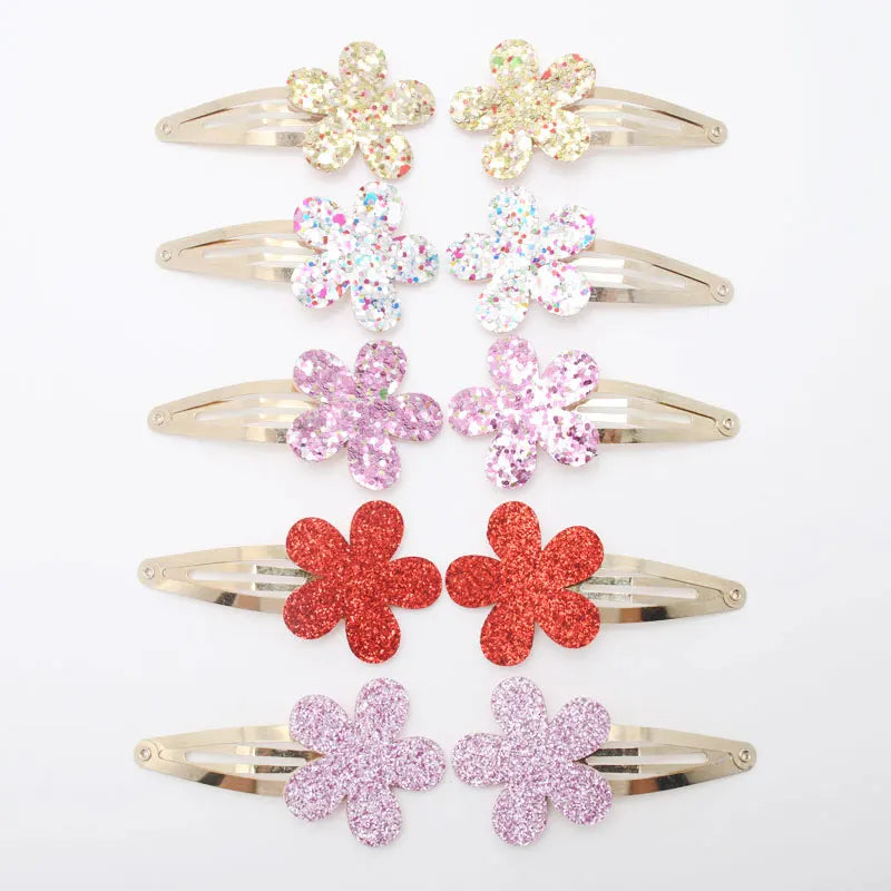 10 Stück/Los Kleine Mädchen-Haarspangen Glitzernde Herzchen Geburtstagsgeschenk Baby Mädchen Haar-Accessoires Kinder Haarspange für Kinder