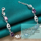 DOTEFFIL 925 Sterling Silber Lila Große AAA Zirkon Armbandkette für Damen Schmuck Verlobung Party Weihnachtsgeschenk