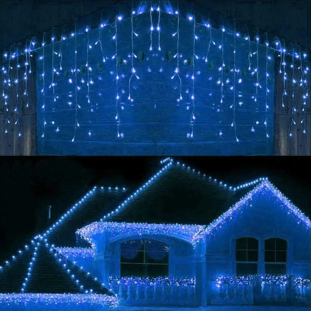 Christmas Decorations For Home Outdoor LED Curtain Icicle String Light Street Garland On The House Winter 220V 5m Droop 0.6-0.8m