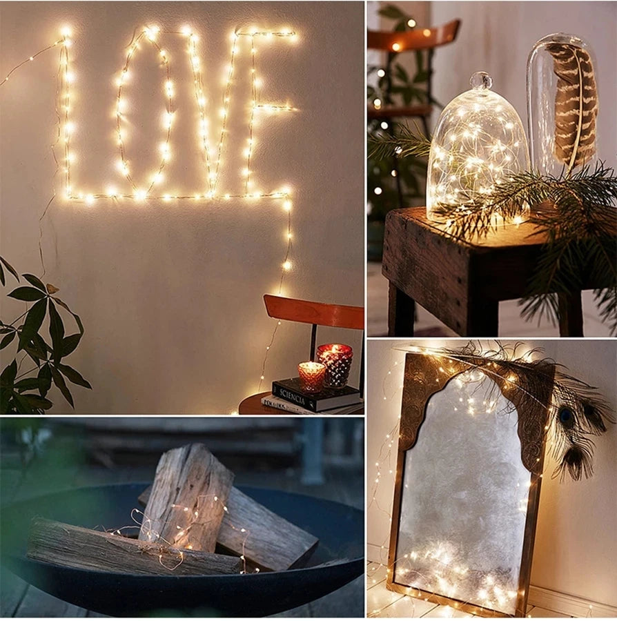 1-5M LED Lichterkette Girlande Ornament Weihnachtsdekoration für Zuhause Weihnachten Neujahr Feiertag Lichterkette Streifen Batteriebetrieben