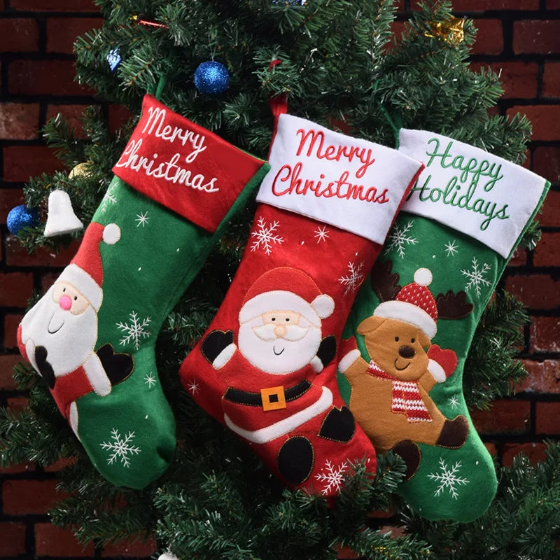 Gestrickte Weihnachtssocke Sockenbeutel Neujahrsgeschenk Bonbontüten Weihnachtsdekorationen für Zuhause Christbaumschmuck Natal