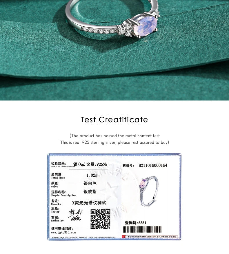 MODIAN 925 Sterling Silber Rosa Mondstein Eleganter Stapelbarer Fingerring Eternity Bands für Damen Weihnachtsgeschenke Feiner Schmuck