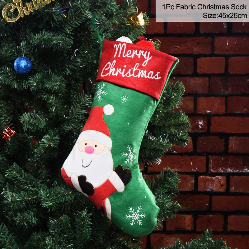 Gestrickte Weihnachtssocke Sockenbeutel Neujahrsgeschenk Bonbontüten Weihnachtsdekorationen für Zuhause Christbaumschmuck Natal