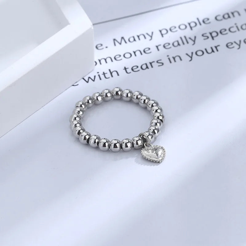 Handgewebter Liebesperlenring Mode Damen Herren Runder Kugelperlen verstellbarer Retro-Ring Schmuck
