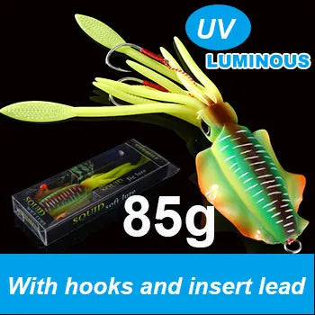 SUNMILE Angel-Gummiköder Tintenfisch 20g/60g/80g/100g/120g/150g Leuchtend/UV-Tintenfisch-Jig Angelköder für Meeresangeln Wobbler Köder