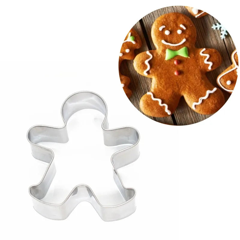 2 Stück Lebkuchen-Ausstechformen Edelstahl Keks-Ausstechform Weihnachten Kuchen Fondant Gebäck-Ausstechform Weihnachts-Küchenbackwerkzeuge