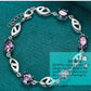 DOTEFFIL 925 Sterling Silber Lila Große AAA Zirkon Armbandkette für Damen Schmuck Verlobung Party Weihnachtsgeschenk