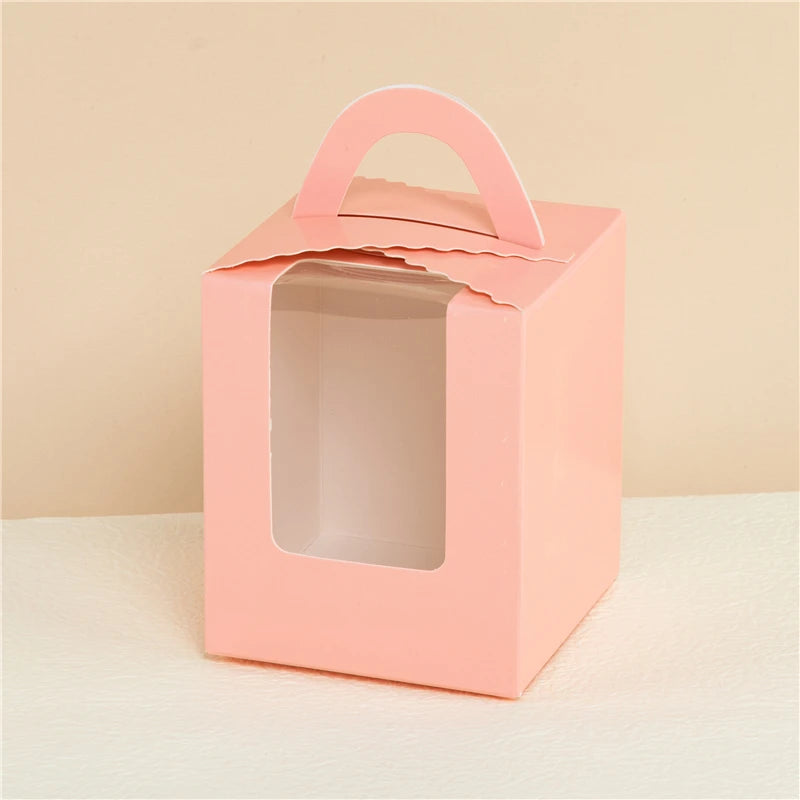 StoBag 10 Stück Cupcake-Box mit Klarsichtfenstergriffen Kuchengeschenke Geburtstag Weihnachtsfeier & Event Handgemachte Dessert-Lebensmittel 1 Loch