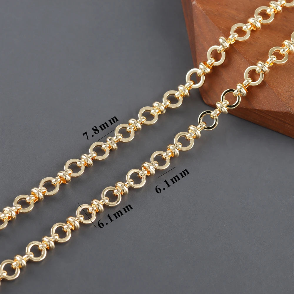 YEGUI C257, DIY-Kette, 18 Karat vergoldet, Kupfer, rhodiniert, Anhänger, Schmuckzubehör, Schmuckherstellung, DIY-Armbandkette, 1m/Los