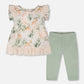 Muslin Tunic And Pointelle Leggings Set Peach Deer Print & Green