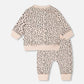 Organic Cotton Jersey Sweater And Pants Set Peach Animal Print