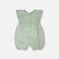 Cotton Pointelle Jersey Romper With Frills Green