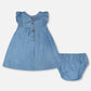 Light Blue Chambray Dress And Bloomer Set Light Blue