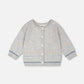Cotton Knit Striped Button Front Cardigan Light Heather Grey
