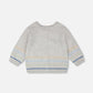 Cotton Knit Striped Button Front Cardigan Light Heather Grey