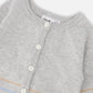 Cotton Knit Striped Button Front Cardigan Light Heather Grey