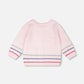 Cotton Knit Striped Button Front Cardigan Light Pink