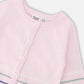 Cotton Knit Striped Button Front Cardigan Light Pink