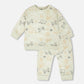 Organic Cotton Jersey Sweater And Pants Set Sage Green Animal Print