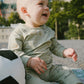 Organic Cotton Jersey Sweater And Pants Set Sage Green Animal Print