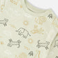 Organic Cotton Jersey Sweater And Pants Set Sage Green Animal Print