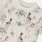 Organic Cotton Jersey T-Shirt And Cotton Rib Pants Set Beige Zebra Print And Sage Green