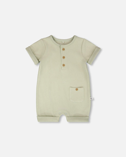 Cotton Rib Romper Sage Green