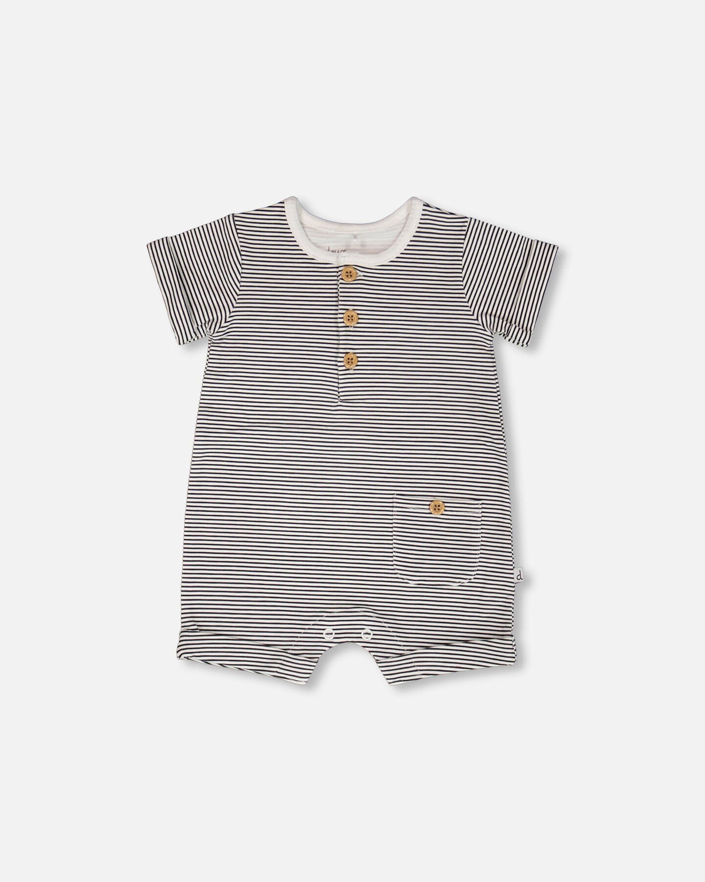 Cotton Jersey Romper Black And Off White Stripes