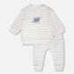 Soft Jersey Sweater And Pants Set White And Grey Stripes