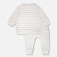 Soft Jersey Sweater And Pants Set White And Grey Stripes