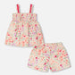 Tank Top With Smocking And Shorts Set In Muslin Off White Printed Flowers