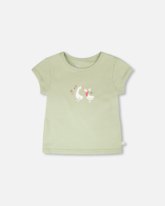 Organic Cotton Jersey T-Shirt Light Khaki Green