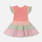Organic Cotton Bi-Material Dress Coral And Gingham