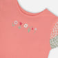 Organic Cotton Bi-Material Dress Coral And Gingham