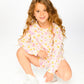 French Terry Shorts Pink Printed Daisies